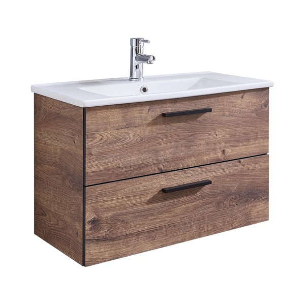 Rjava omarica za pod umivalnik v hrastovem dekorju brez umivalnika 71x51 cm Set 374 - Pelipal-image-2