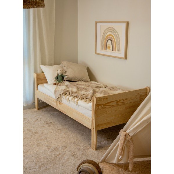 Otroška postelja iz masivnega bora z letvenim dnom 90x200 cm v naravni barvi Roma – Adeko-image-1