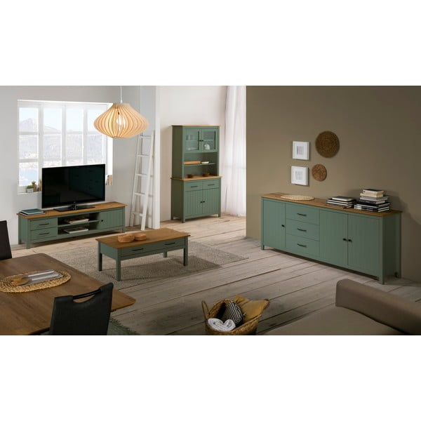 Zelena lesena klubska mizica s ploščo v naravni barvi Marckeric Miranda-image-2