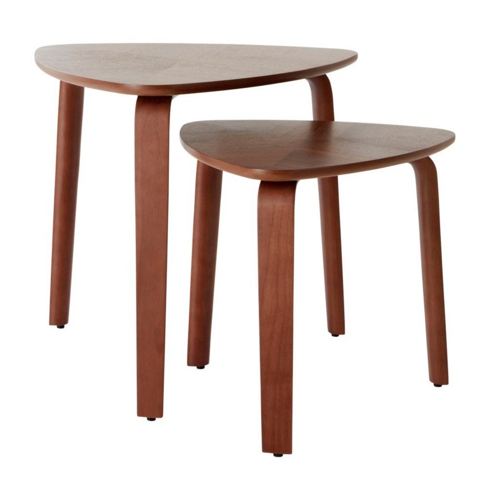 Stranske mizice v kompletu 2 ks v orehovem dekorju 55x56 cm Tulua