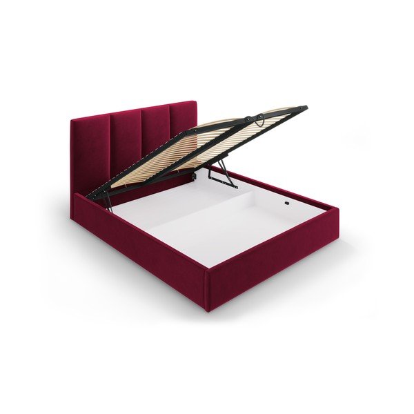 Bordo rdeča žametna postelja Mazzini Beds Juniper, 180 x 200 cm-image-3