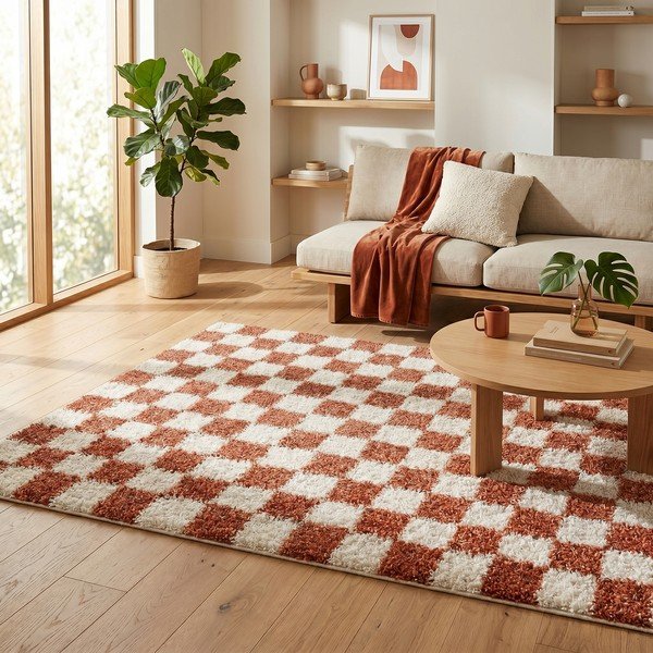 Kremno bela/v barvi terakote preproga 120x170 cm Grida – ESTE-image-4