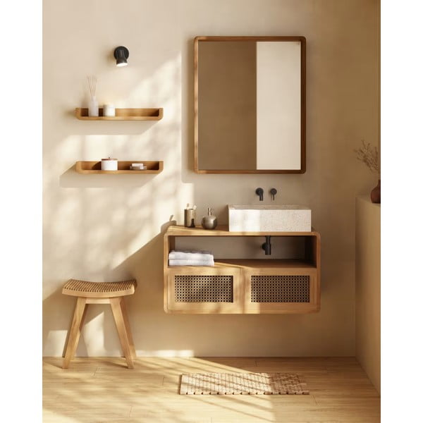 Komplet 2 stenskih polic iz tikovine Kave Home Shamel-image-1