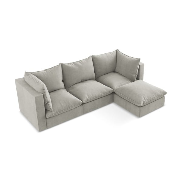 Svetlo siva kotna sedežna garnitura (desni kot/z ležalnikom) Manao – Makamii-image-2