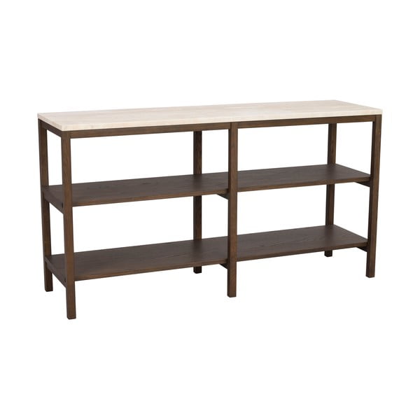 Rjavo-bež konzolna mizica s ploščo iz kamnine  140x40 cm Orwel - Rowico-image-3