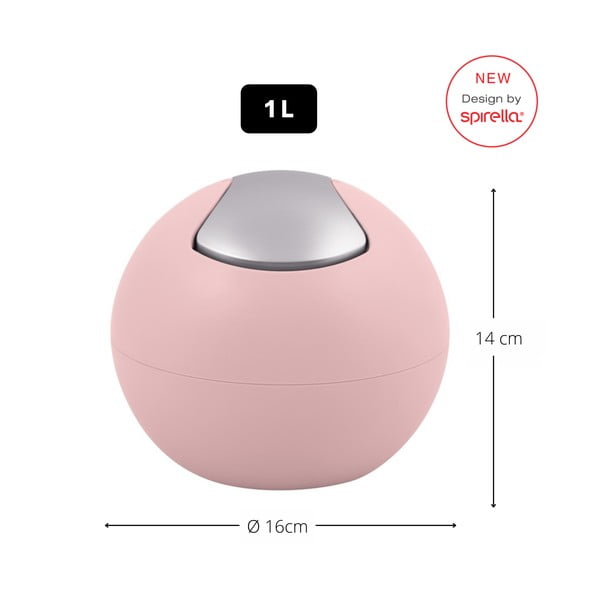 Rožnat plastičen koš za smeti 1 l Bowl Matt – Spirella-image-1