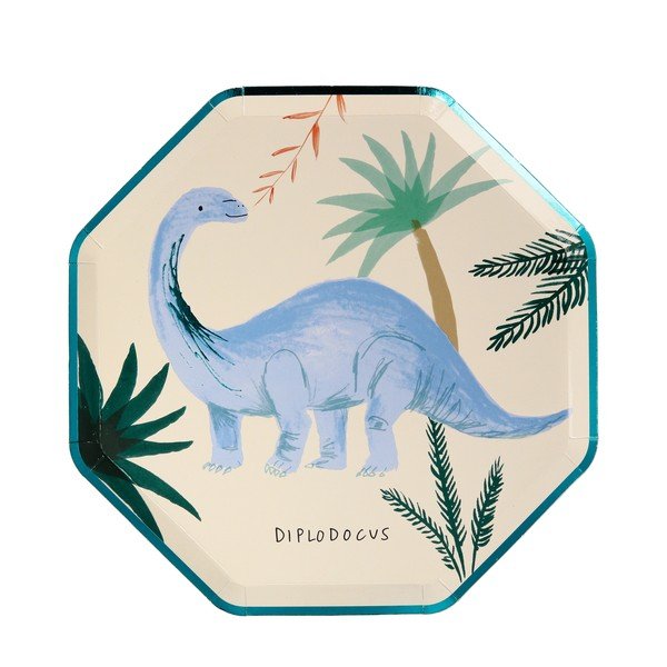 Papirnati krožniki za enkratno uporabo v kompletu  8 ks Dinosaur Kingdom – Meri Meri-image-1