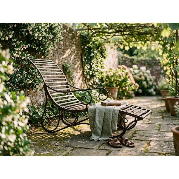 Temno rjav kovinski vrtni ležalnik Kuwa – Garden Pleasure-image-1
