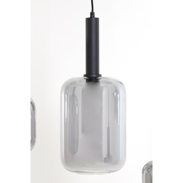 Črna stropna svetilka s steklenim senčnikom 100x22 cm Lekar - Light & Living-image-2