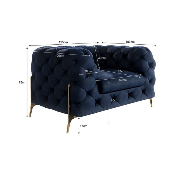 Temno moder žameten fotelj Chelsea Bis – Ropez-image-4