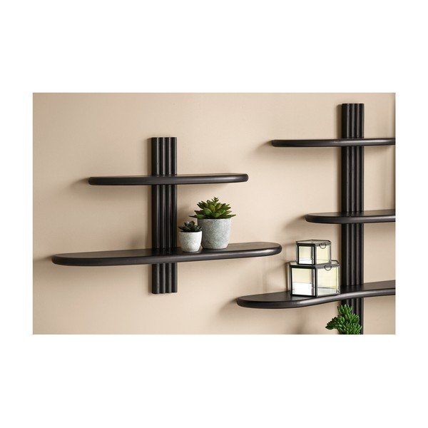 Črna večnivojska polica iz masivnega hrasta 65 cm Aliano – House Nordic-image-1