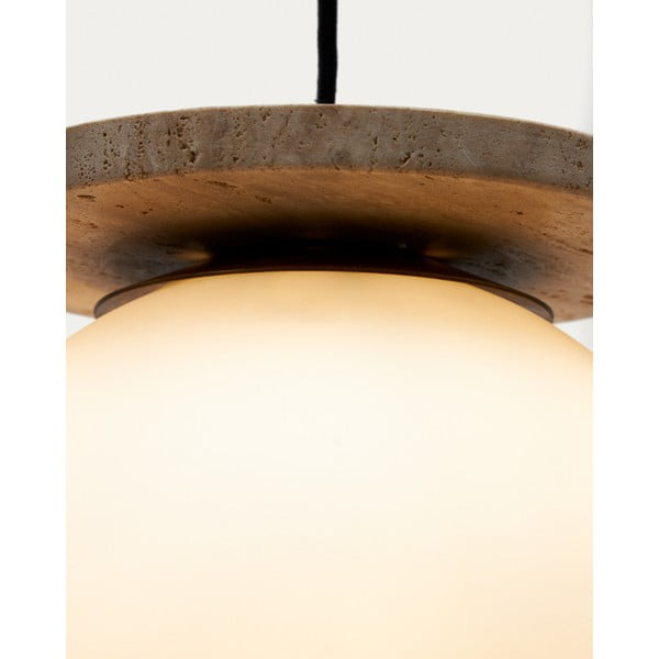 Bela viseča svetilka s steklenim senčnikom ø 20 cm Malachi – Kave Home-image-2