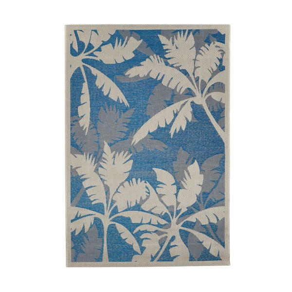Modro-siva zunanja preproga Floorita Palms, 135 x 190 cm