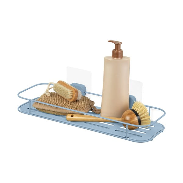 Svetlo modra kovinska kopalniška polica z namestitvijo brez vrtanja Grena – Compactor-image-3