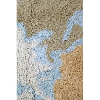 Modro-bež ročno tkana pralna bombažna otroška igralna preproga 70x100 cm Mini Worldmap – Lorena Canals