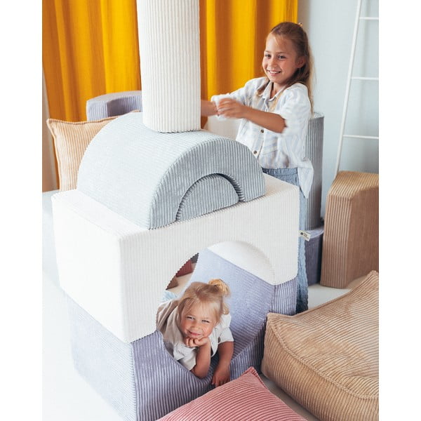 Mentolno zeleno otroško igrišče iz pene iz rebrastega žameta 3 ks višina 37 cm 75x49 cm Rainbow Montessori – Wigiwama-image-3