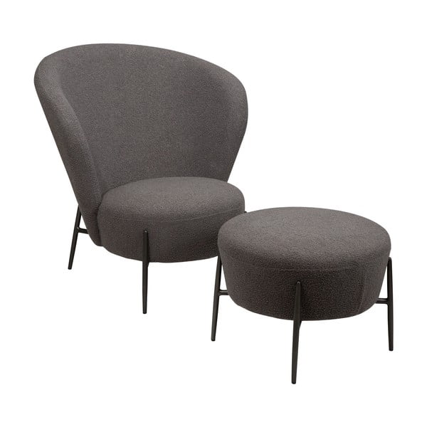 Siv fotelj iz tkanine bouclé Orbit – DAN-FORM Denmark-image-3