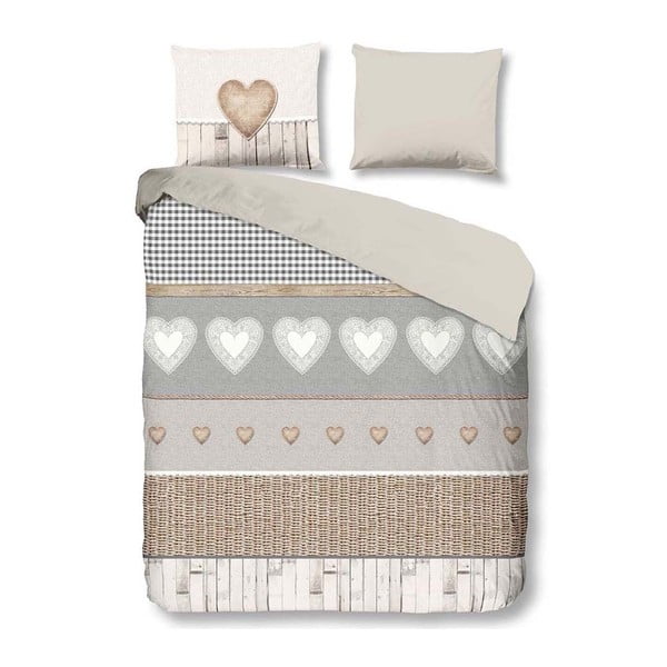 Siva bombažna posteljnina za zakonsko posteljo Dobro jutro Chalet, 200 x 200 cm