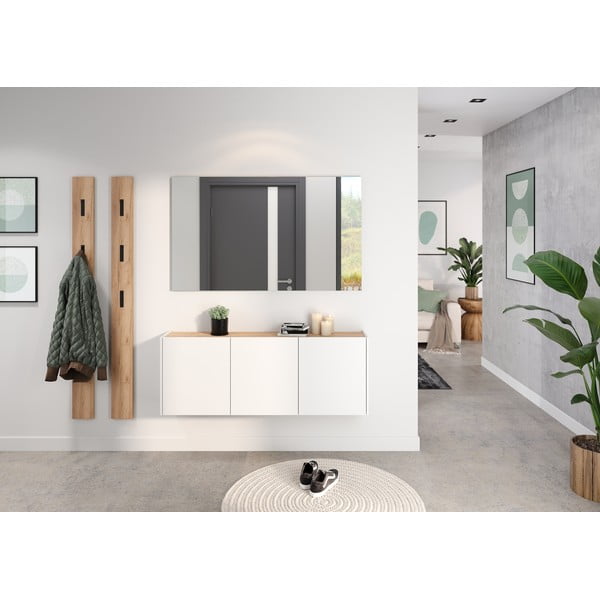 Bela stenska omarica v hrastovem dekorju 138x52x25 cm Libbiano – Germania-image-1