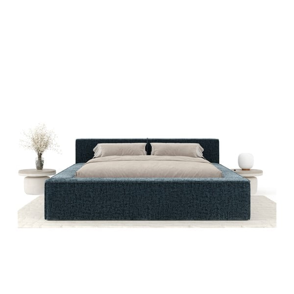 Prašno modra oblazinjena zakonska postelja s prostorom za shranjevanje z letvenim dnom 180x200 cm Voliera – Maison de Rêve-image-3