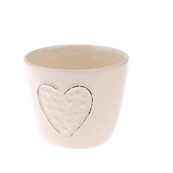 Krem keramični lonec Dakls Heart, višina 9,5 cm