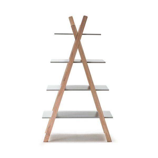 Otroška knjižna polica s sivimi policami in konstrukcijo iz borovega lesa Marckeric Elisa-image-3