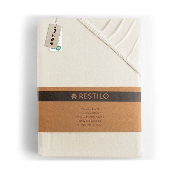 Bela/kremno bela napenjalna rjuha iz jerseyja 160x200 cm Amber – Restilo-image-4