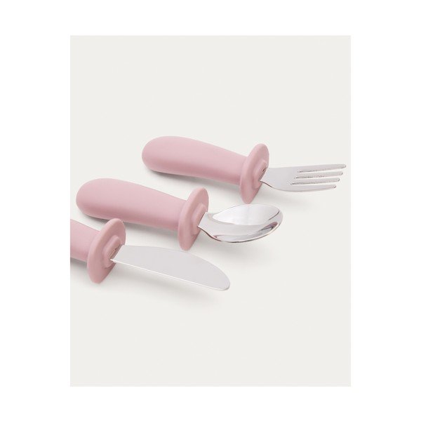 Rožnat plastičen/silikonski otroški jedilni pribor 3 ks Lili – Kave Home-image-4