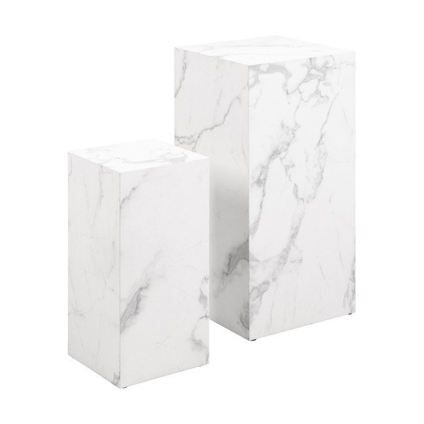 Bele mizice v marmornem dekorju v kompletu 2 ks 35x35 cm Dice – Actona-image-2