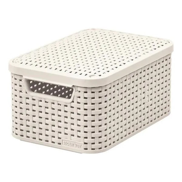 Kremno bela plastična škatla za shranjevanje s pokrovom 20x29x14 cm Style – Curver