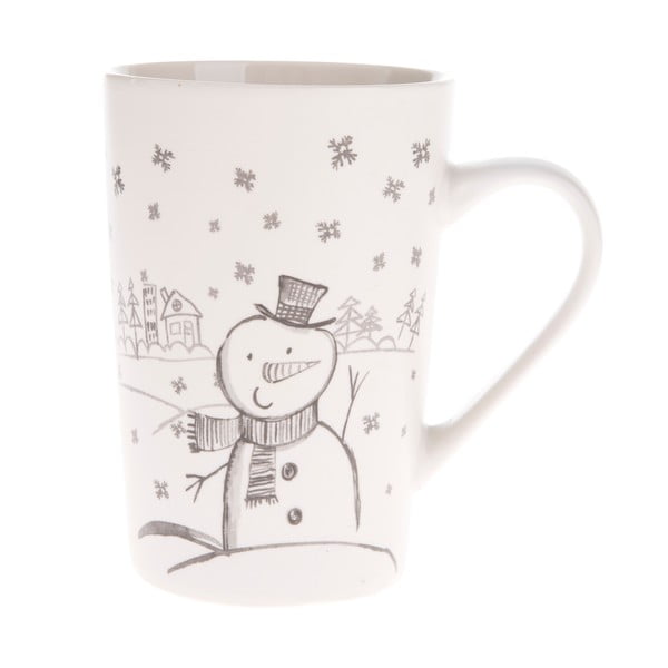 Bela porcelanasta skodelica z motivom snežaka Dakls