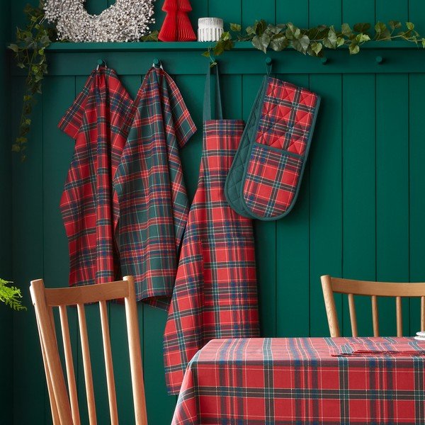 Bombažen predpasnik z božičnim motivom Christmas Tartan Check – Catherine Lansfield-image-2