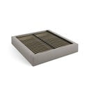 Svetlo siva oblazinjena zakonska postelja s prostorom za shranjevanje in z letvenim dnom 140x200 cm Simon – Micadoni 