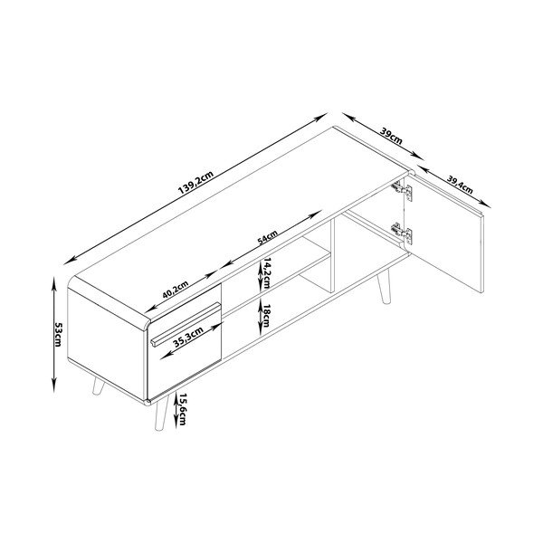 Črna TV omarica iz hrastovega dekorja 140x53 cm Chantal - Støraa -image-4