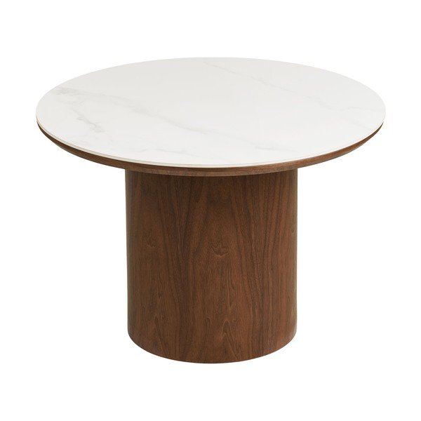 Okrogla klubska mizica s keramično ploščo v temni naravni barvi ø 60 cm Noli – House Nordic-image-2