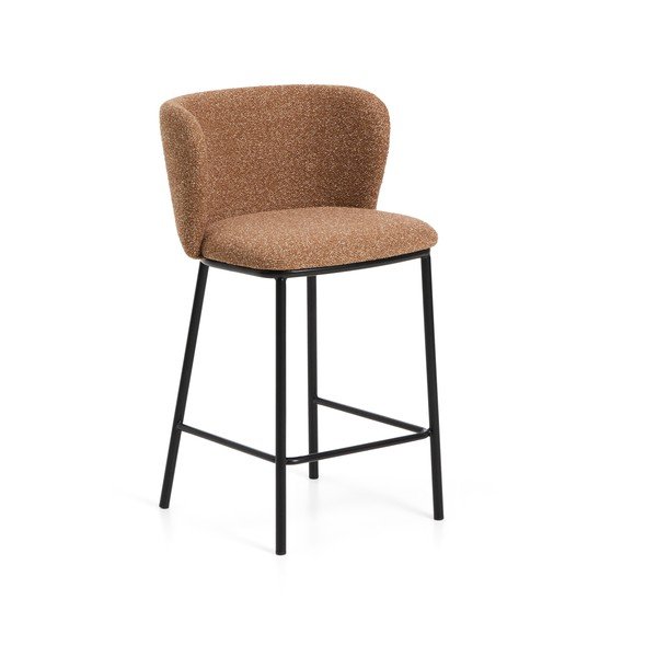 Oblazinjen barski stol v barvi terakote (višina sedeža 65 cm) Ciselia – Kave Home