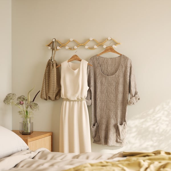 Stenski obešalnik iz masivnega kavčukovca v naravni barvi Montage – Umbra-image-3