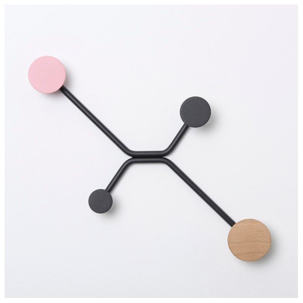 Črn stenski obešalnik z rožnatim detajlom Gazzda Hook-image-2