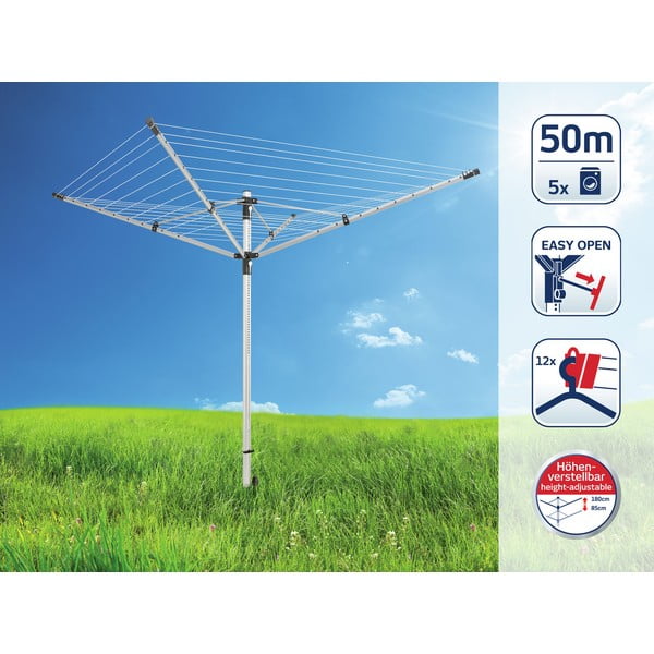 Vrtno stojalo za sušenje perila v srebrni barvi 50 m LinoLift 500 – LEIFHEIT-image-1