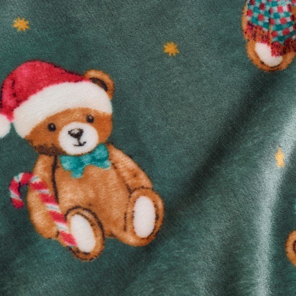 Temno zelena odeja z božičnim motivom 170x130 cm Christmas Tartan Teddy Bear – Catherine Lansfield-image-3