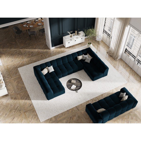 Temno modra žametna zofa 222 cm Kendal - Micadoni Home-image-1