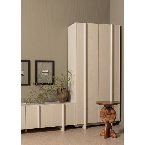 Kremno bela modularna omarica iz masivnega bora 101x210 cm Basu – WOOOD-image-1
