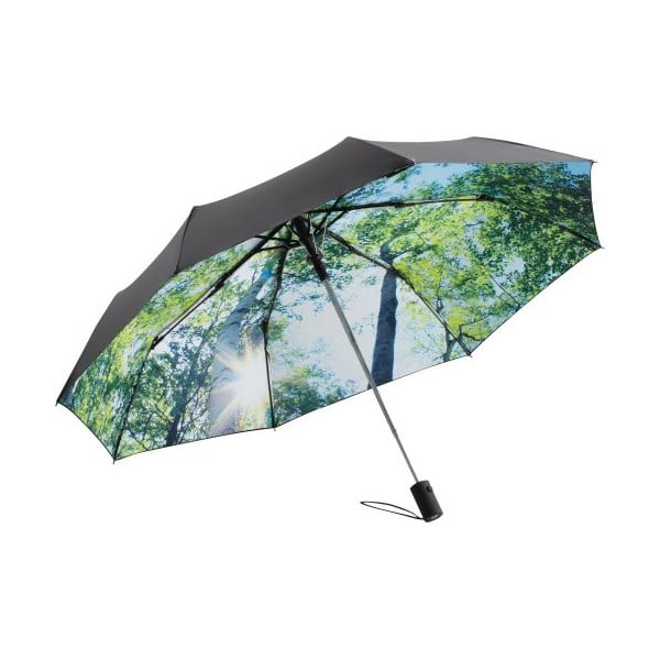 Zeleno-črni vetrovni zložljivi dežnik Ambiance Forest, ⌀ 100 cm