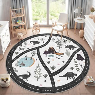 Črna/bela pralna otroška igralna preproga ø150 cm Dino Park – Mila Home