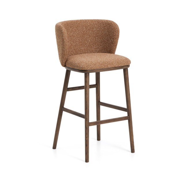 Oblazinjen barski stol v barvi terakote (višina sedeža 75 cm) Ciselia – Kave Home