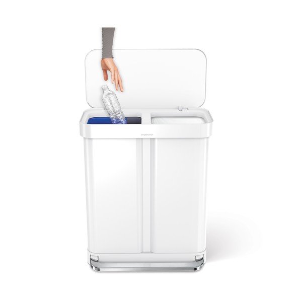 Bel jeklen koš za smeti 34+24 l za ločevanje odpadkov/s pedalom Dual – simplehuman-image-3