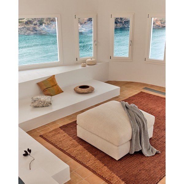 Bež tabure iz šenilje Alea – Kave Home-image-1