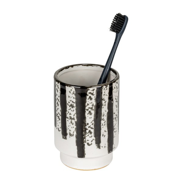 Črno-bel keramičen lonček za zobne ščetke Subiza – Wenko-image-2