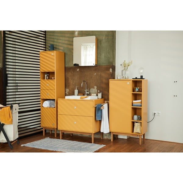 Gorčično rumena visoka/stenska kopalniška omarica 40x158 cm Color Bath – Tom Tailor-image-1