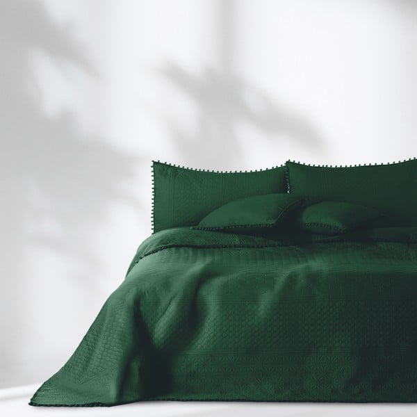 Zeleno posteljno pregrinjalo AmeliaHome Meadore, 200 x 220 cm